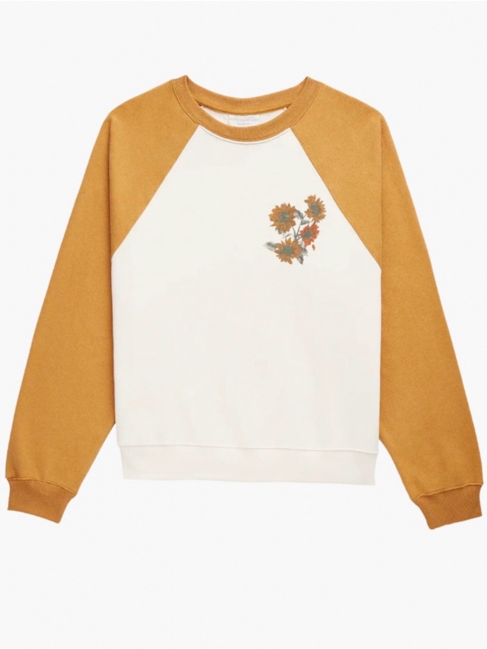 Taylor Swift Cream Crewneck Sweatshirt with Mustard Raglan Sleeves